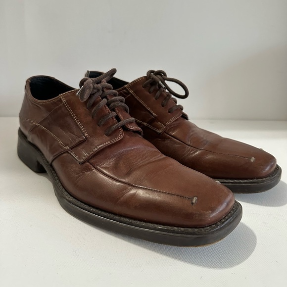 Bacco Bucci Men’s 9 Oxford Brown Leather Dress Shoes Made In Italy - Picture 3 of 15